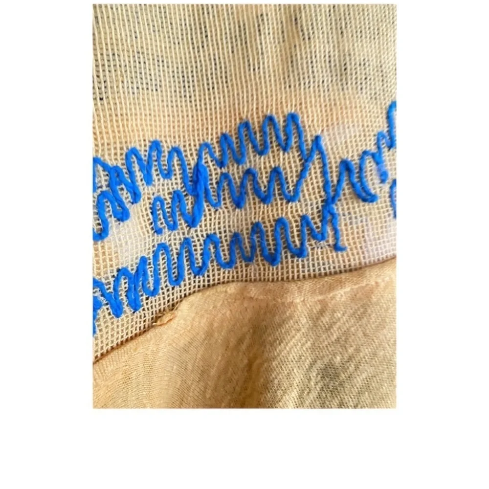 FREE PEOPLE Love Letter Embroidered Poncho Tee in Tangerine Yellow Size S — FUN! - Picture 10 of 12